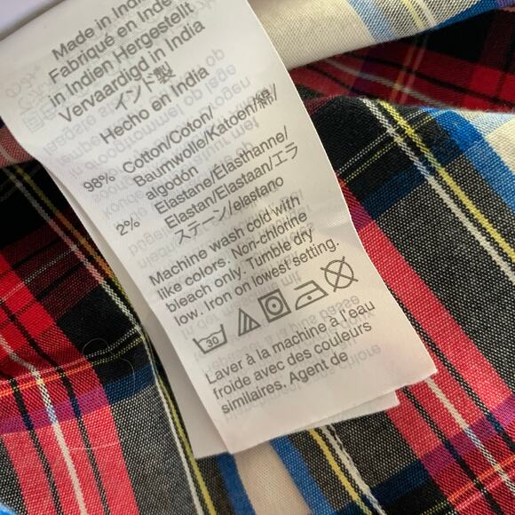 NWT J. Crew Factory Ruffle Tartan Plaid Button Down Size Medium - Picture 9 of 9